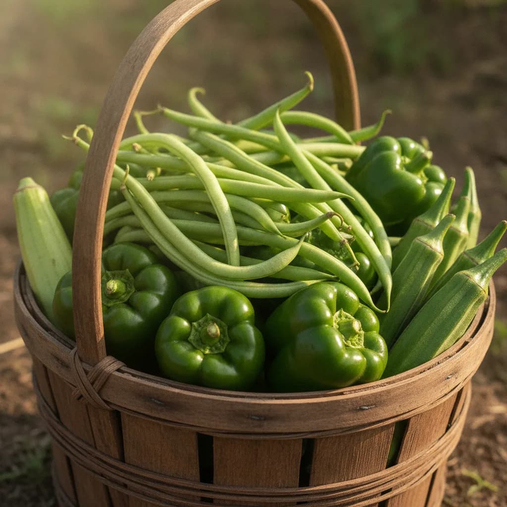 Panier de légumes verts fraîchement récoltés